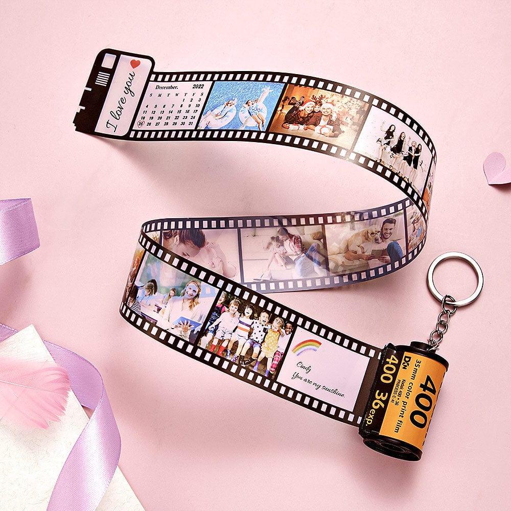 Personalized Film Keychain With Text Date Keychain Gift For Her - Giftlab