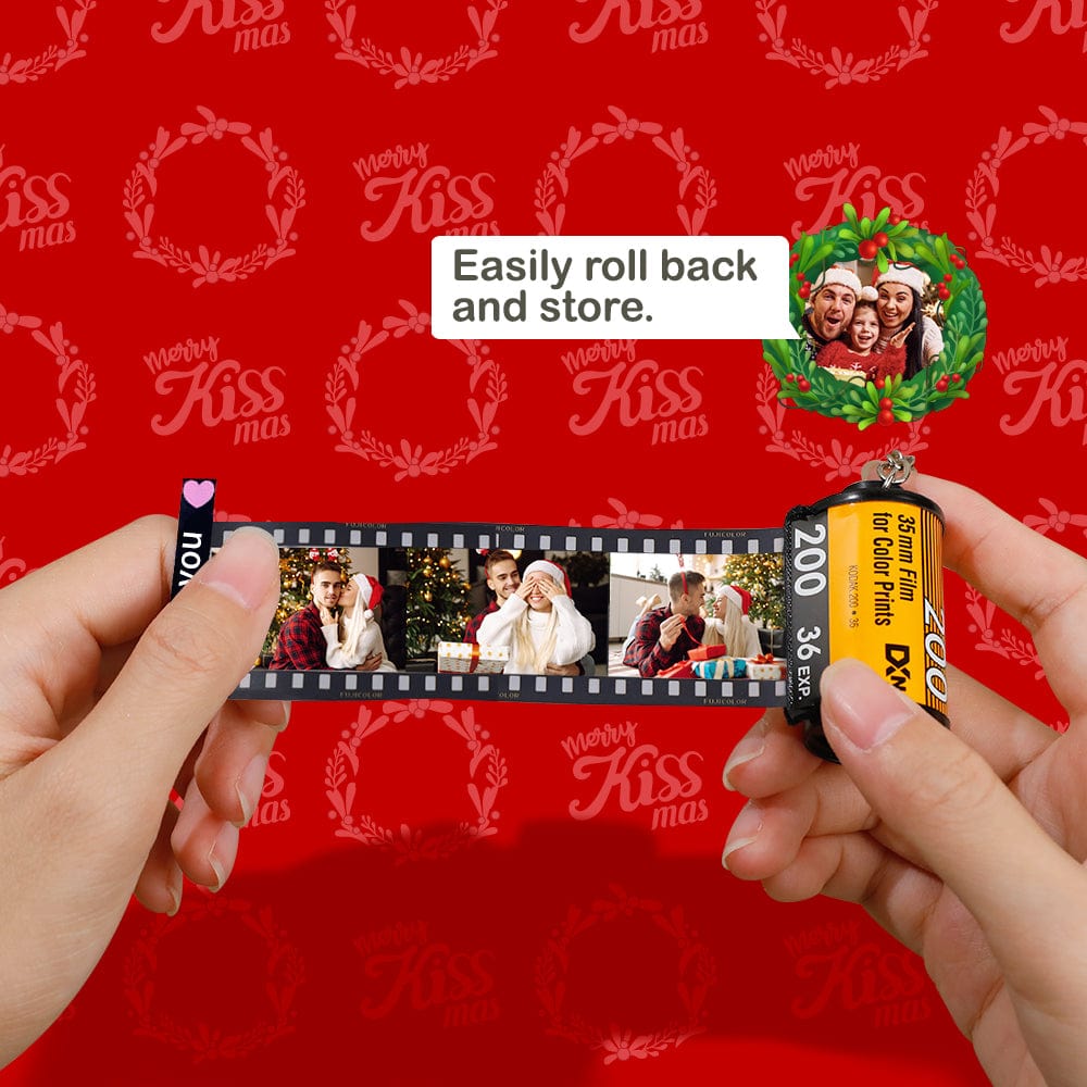 Christmas Gifts Custom Picture Roll Keychain With Text Gifts For Couple - Giftlab
