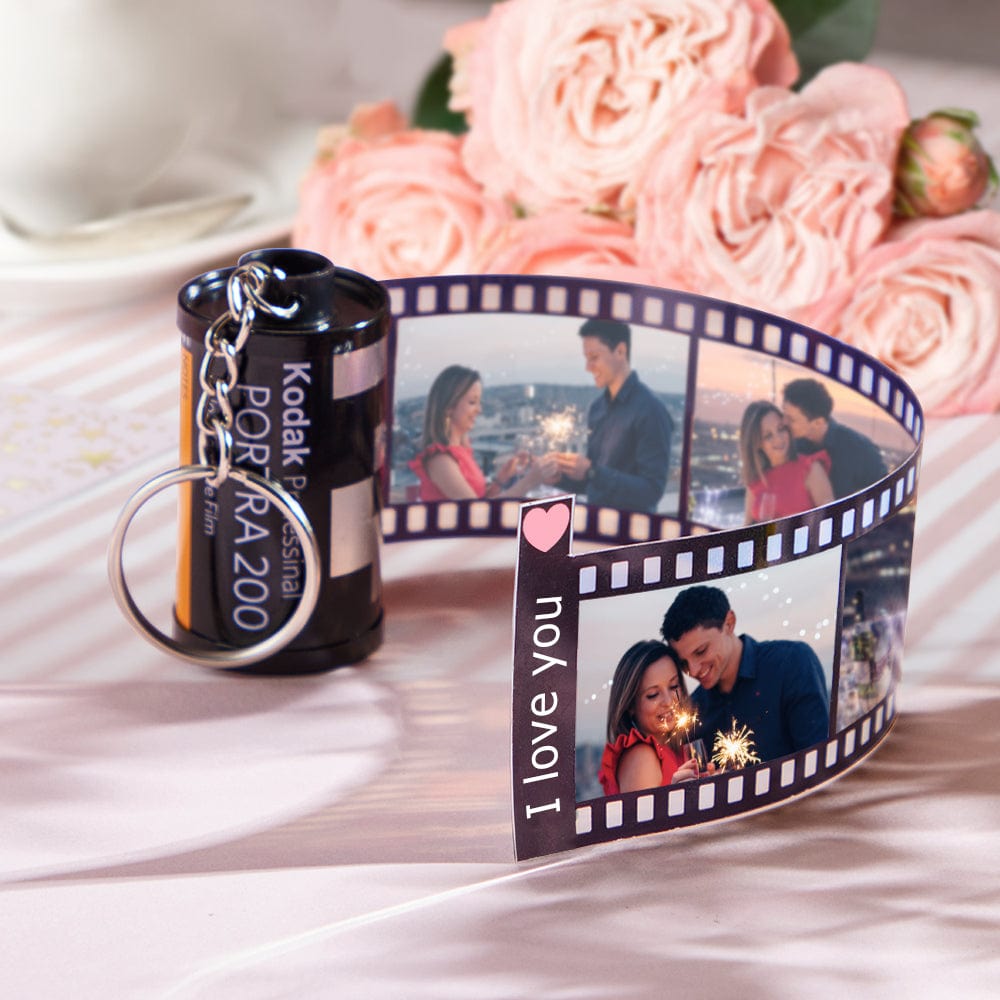 Custom Picture Roll Keychain With Text Gifts For Couple - Giftlab