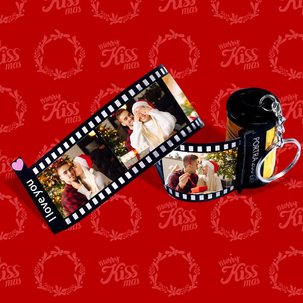 Christmas Gifts Custom Picture Roll Keychain With Text Gifts For Couple - Giftlab