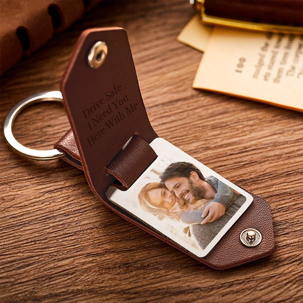 Drive Safe Keychain Personalized Leather Keychain Photo Calendar Keychain For Boyfriend Husband - Giftlab
