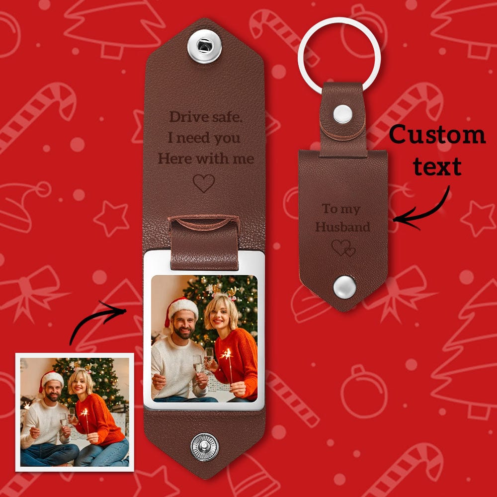 Christmas Gifts for Him Custom Leather Keychain Personalized Engrave Keychain - Giftlab