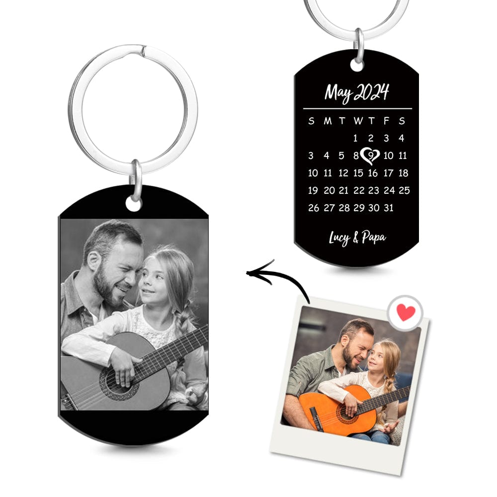 Custom Photo Engraved Keychain Father's Day Gifts for Dad - Giftlab