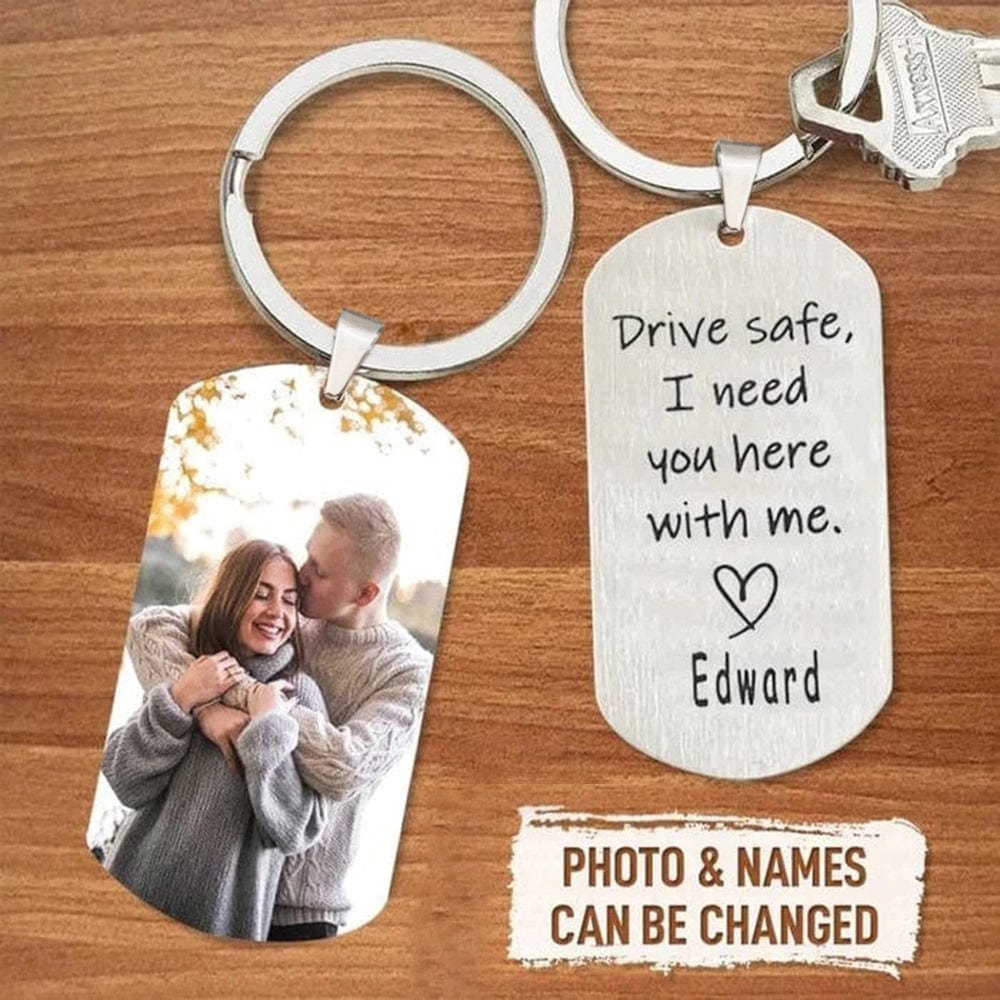 Drive Safe Keychain Custom Photo Keychain With Name Birthday Gifts For Boyfriend - Giftlab