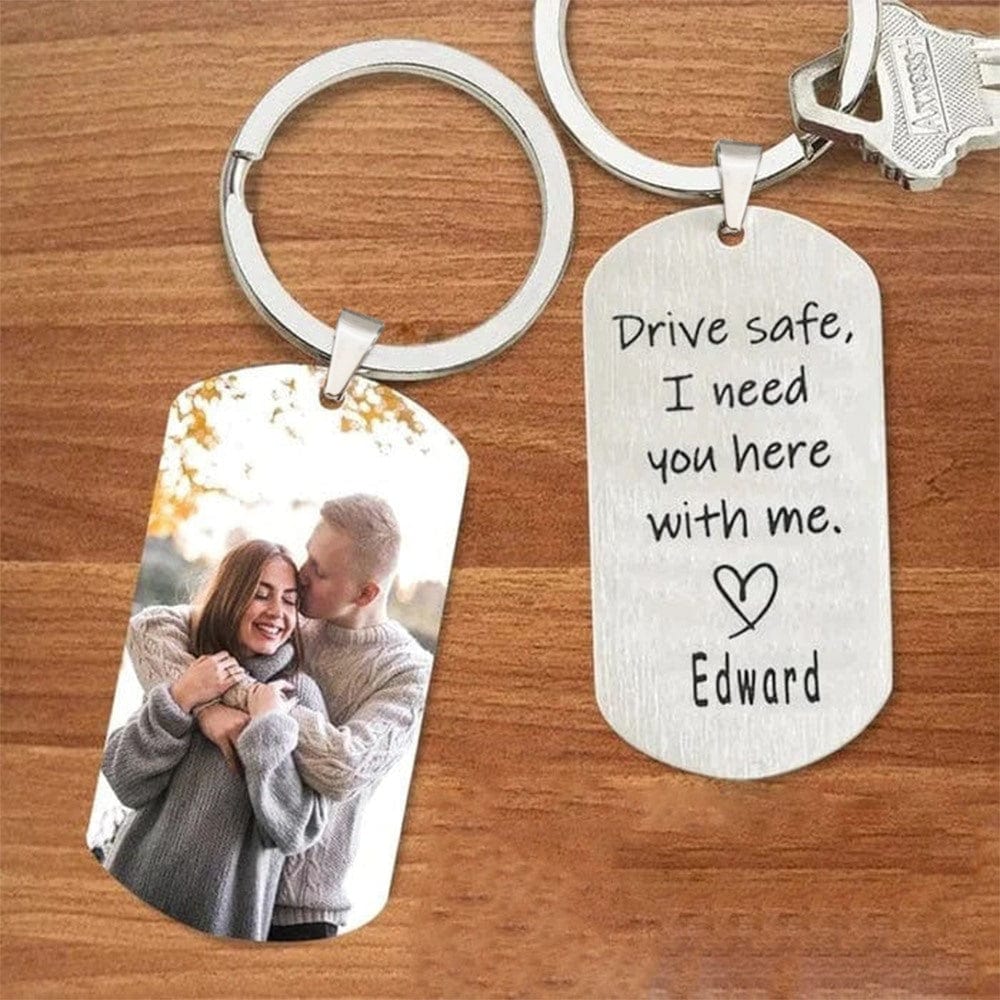 Drive Safe Keychain Custom Photo Keychain With Name Birthday Gifts For Boyfriend - Giftlab