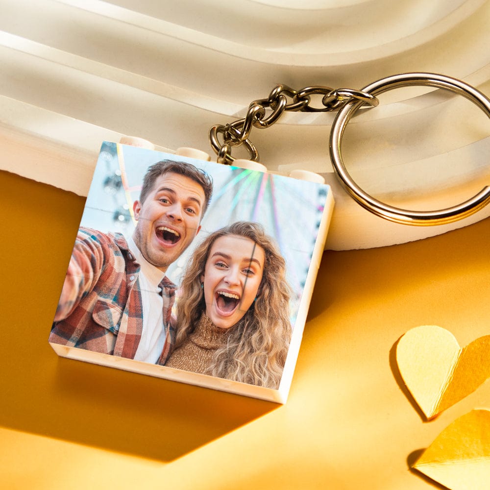 Custom Photo Building Block Keychain Bricks Puzzle Keychain Square Shape - Giftlab