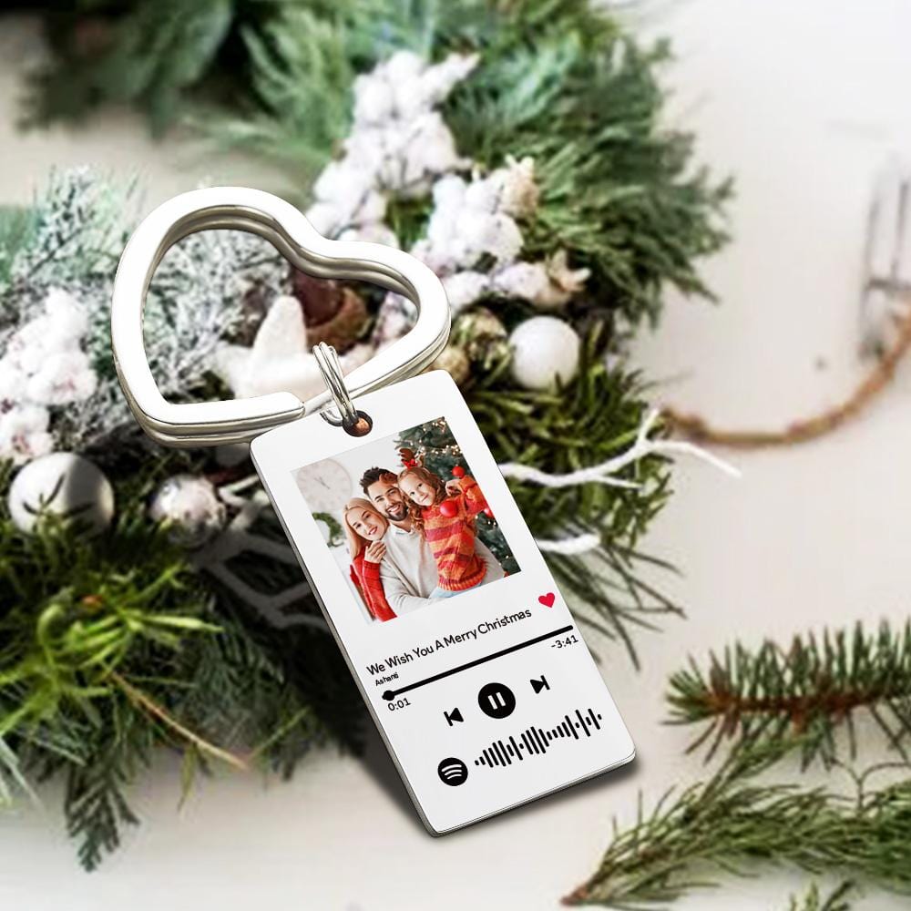 Christmas Gift Custom Spotify Keychain With 2 Colors Gifts for Family Heart - Giftlab