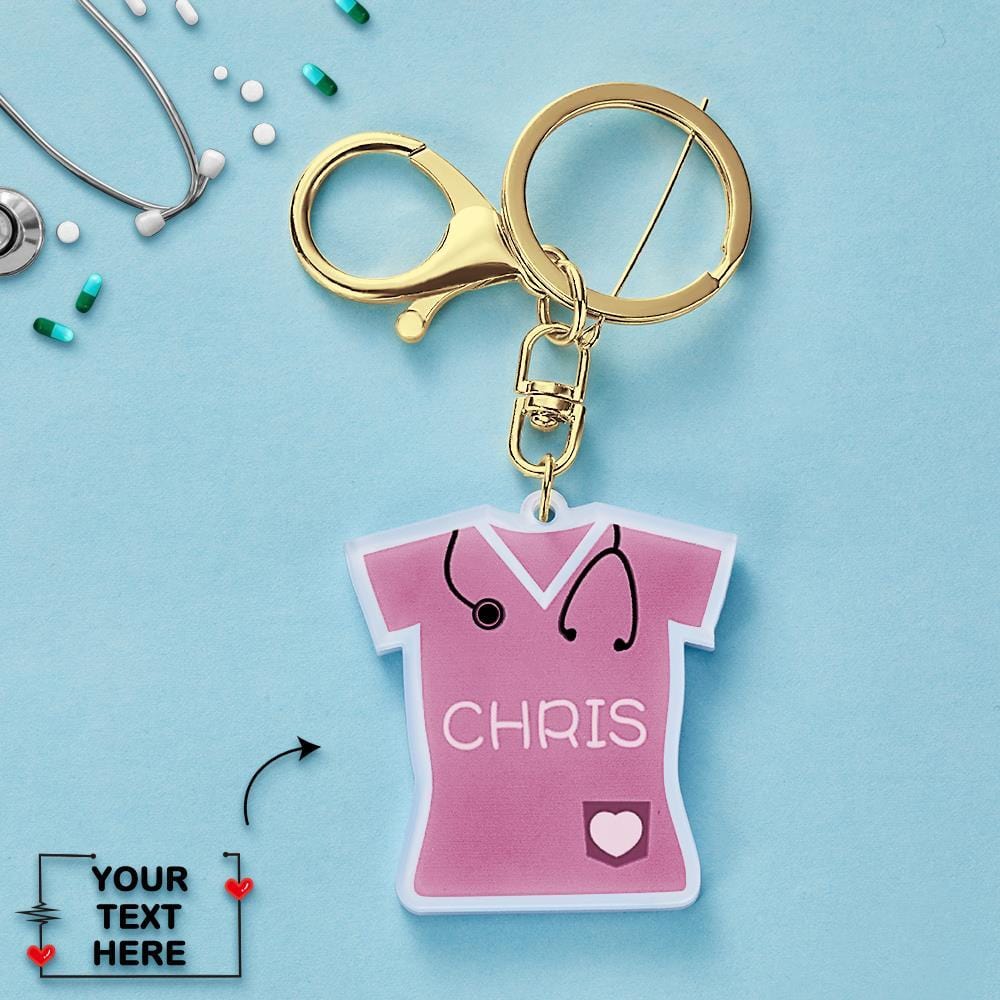 Gift For Doctor Custom Name Keychain - Pink - Giftlab