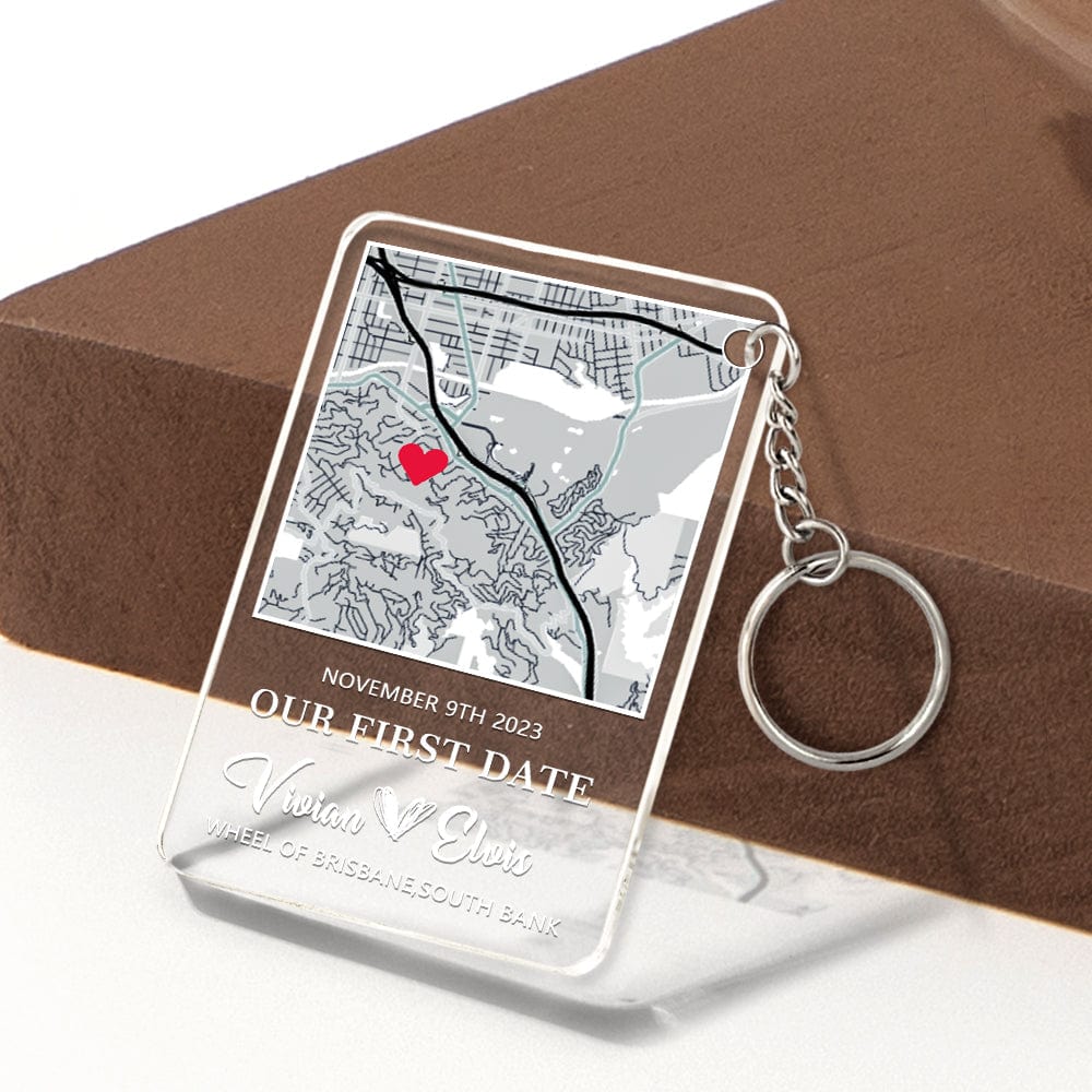 Personalized Acrylic Map Keychain Our First Date Keychain - Giftlab