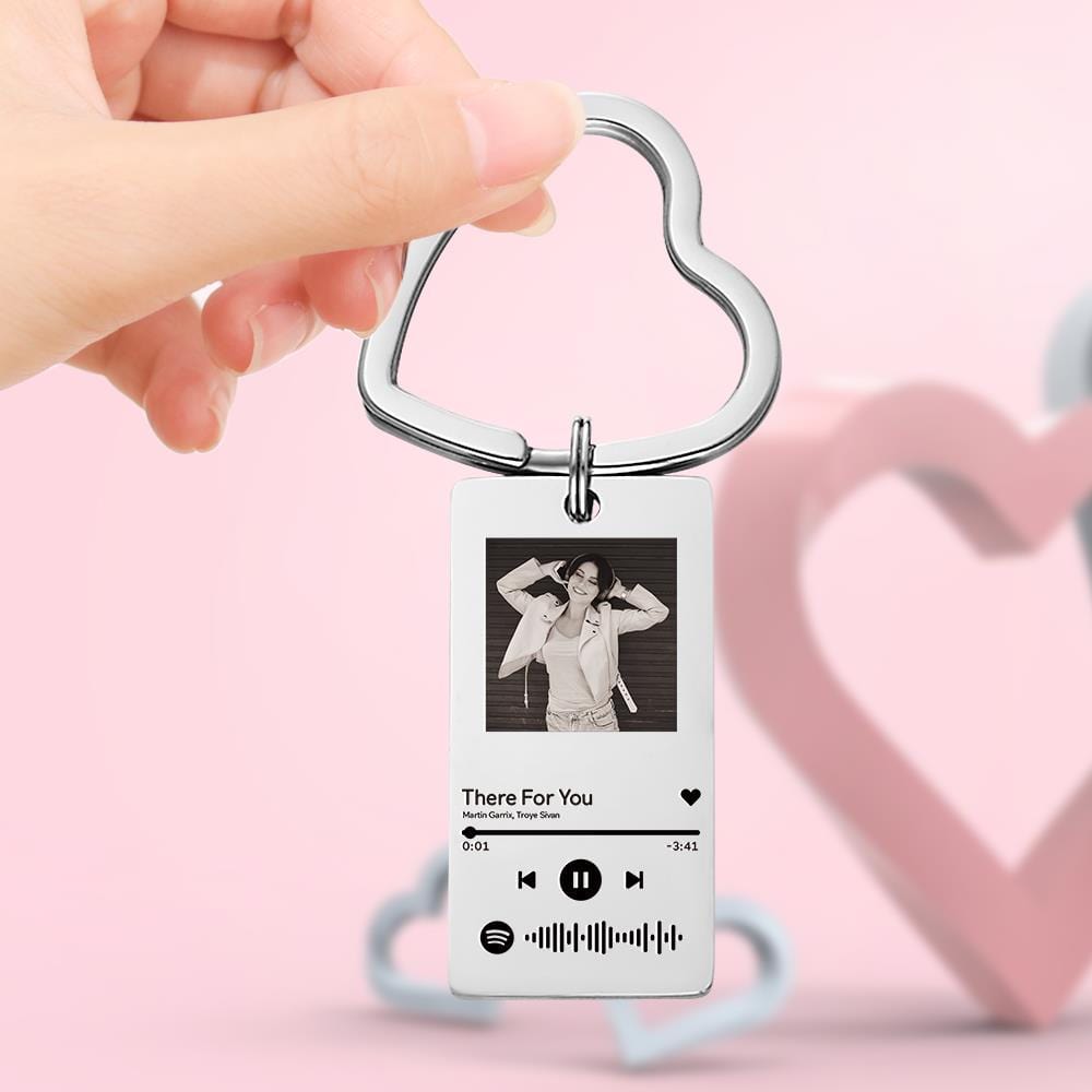 Custom Music Keychain Spotify Keychain Gifts for Couple Heart Billie Eilish Fans Gifts - Giftlab