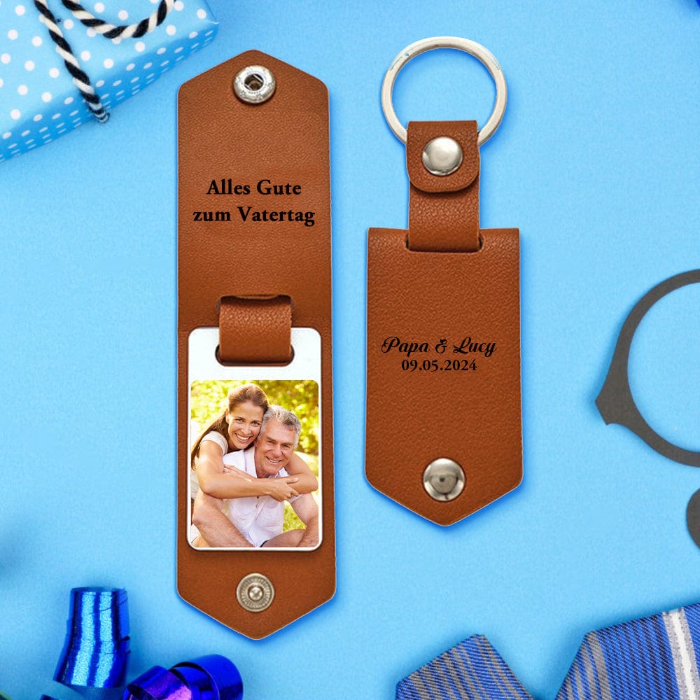Custom Leather Keychain Personalized Engrave Keychain Father's Day Gift For Dad - Giftlab