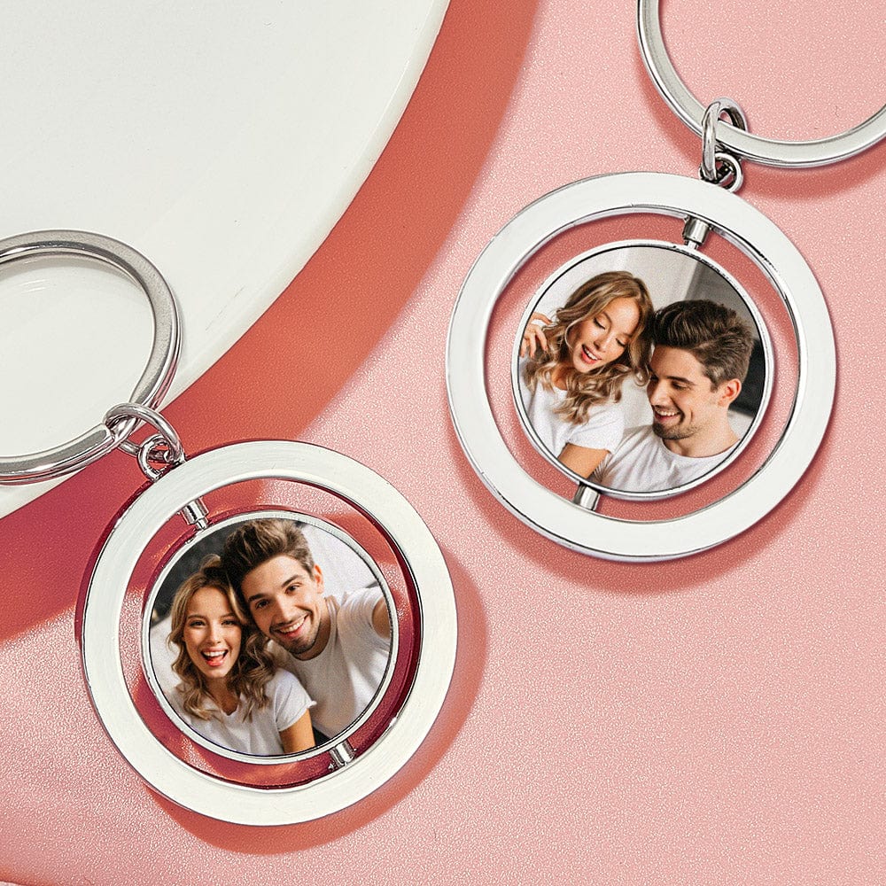 Personalized Photo Keychain Custom Turnable Double Sides Keychains Gifts for Lover - Giftlab