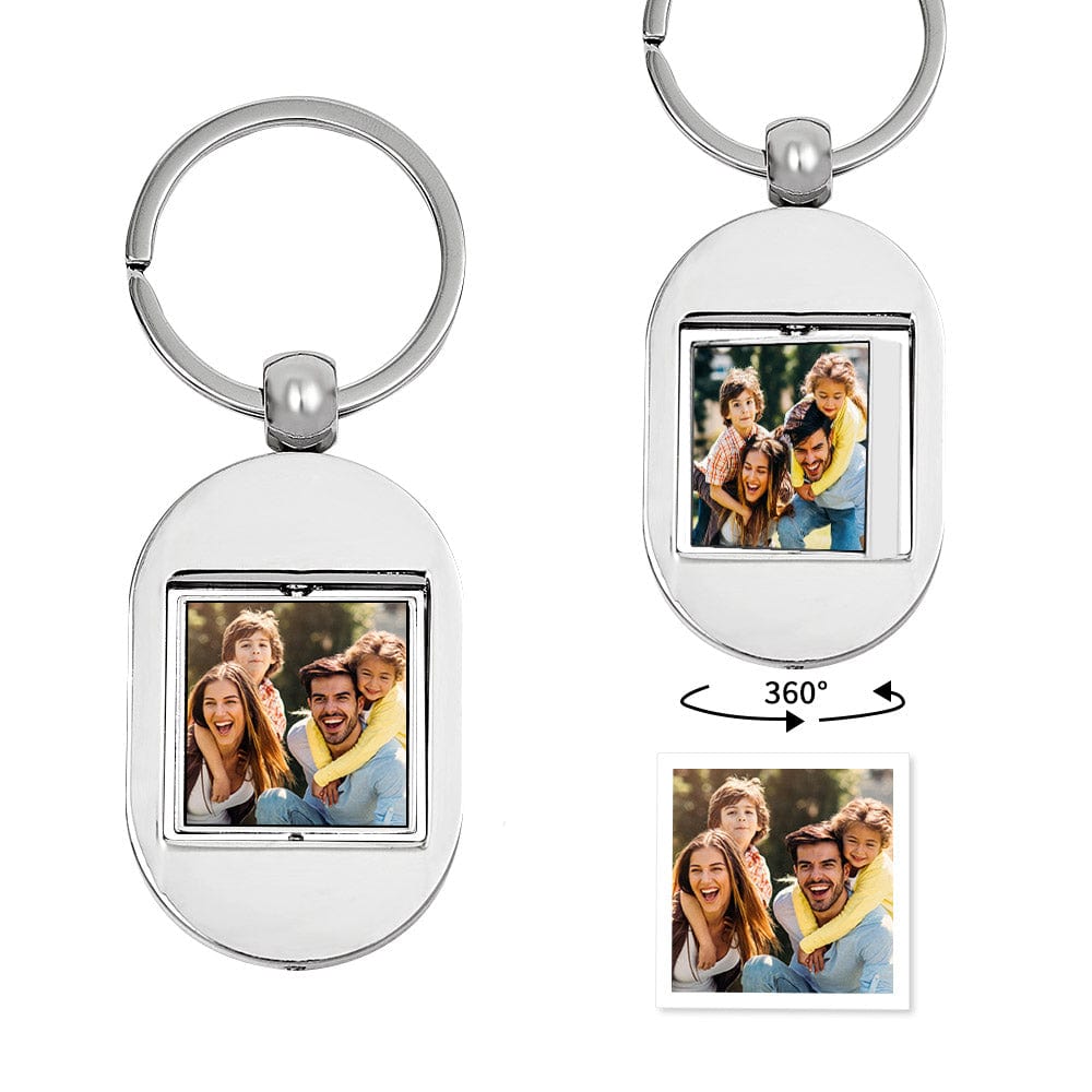 Custom Photo Keychain Personalized Turnable Double Sides Keychains Family Memorial Gift - Giftlab