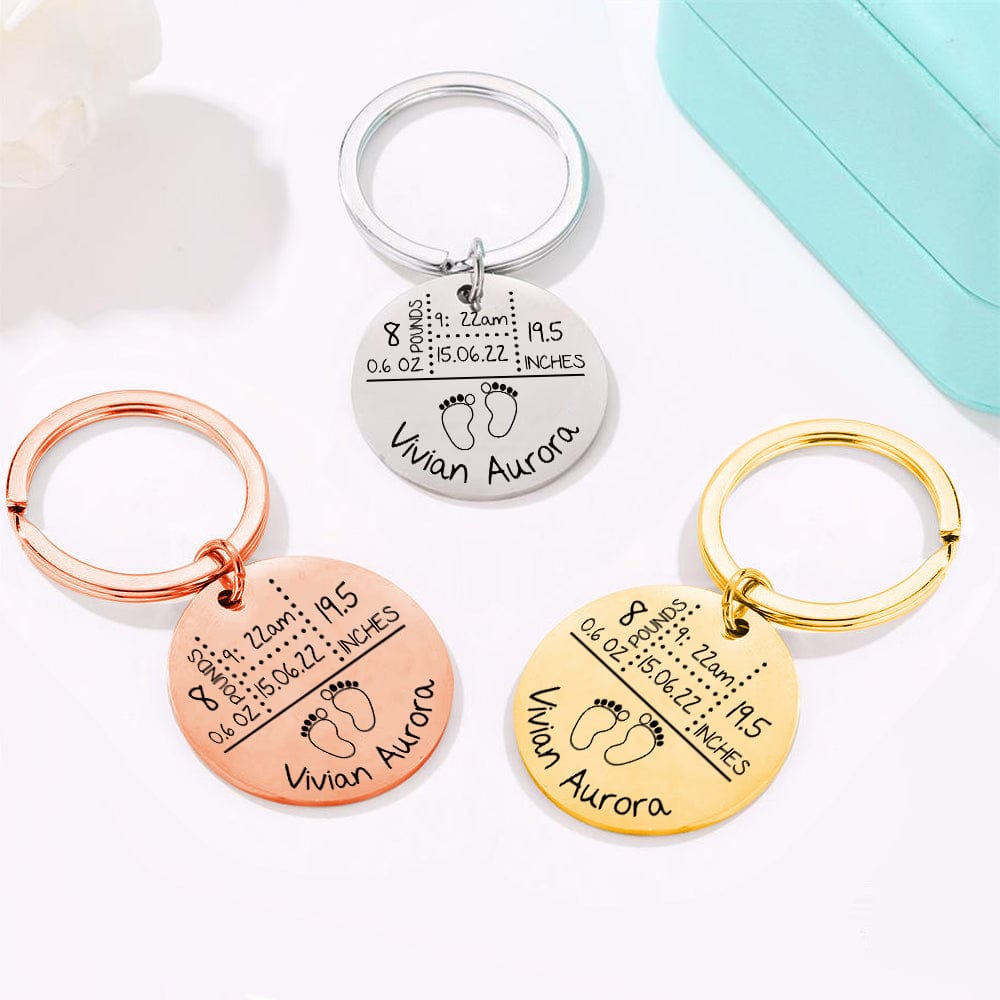 Baby Arrival Keychain Personalized New Baby Keychain Baby Stats Gifts New Mom Gift - Giftlab