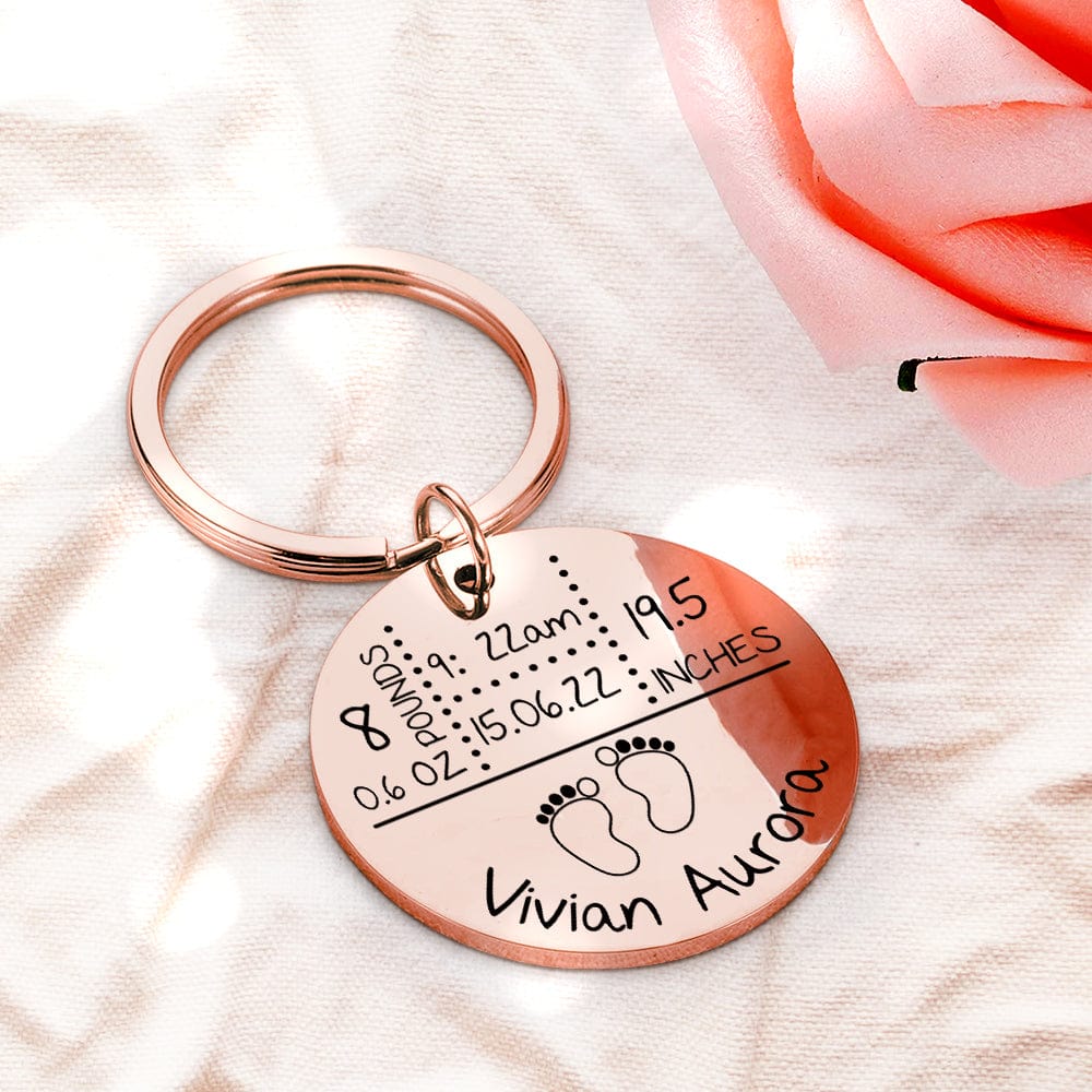 Baby Arrival Keychain Personalized New Baby Keychain Baby Stats Gifts New Mom Gift - Giftlab