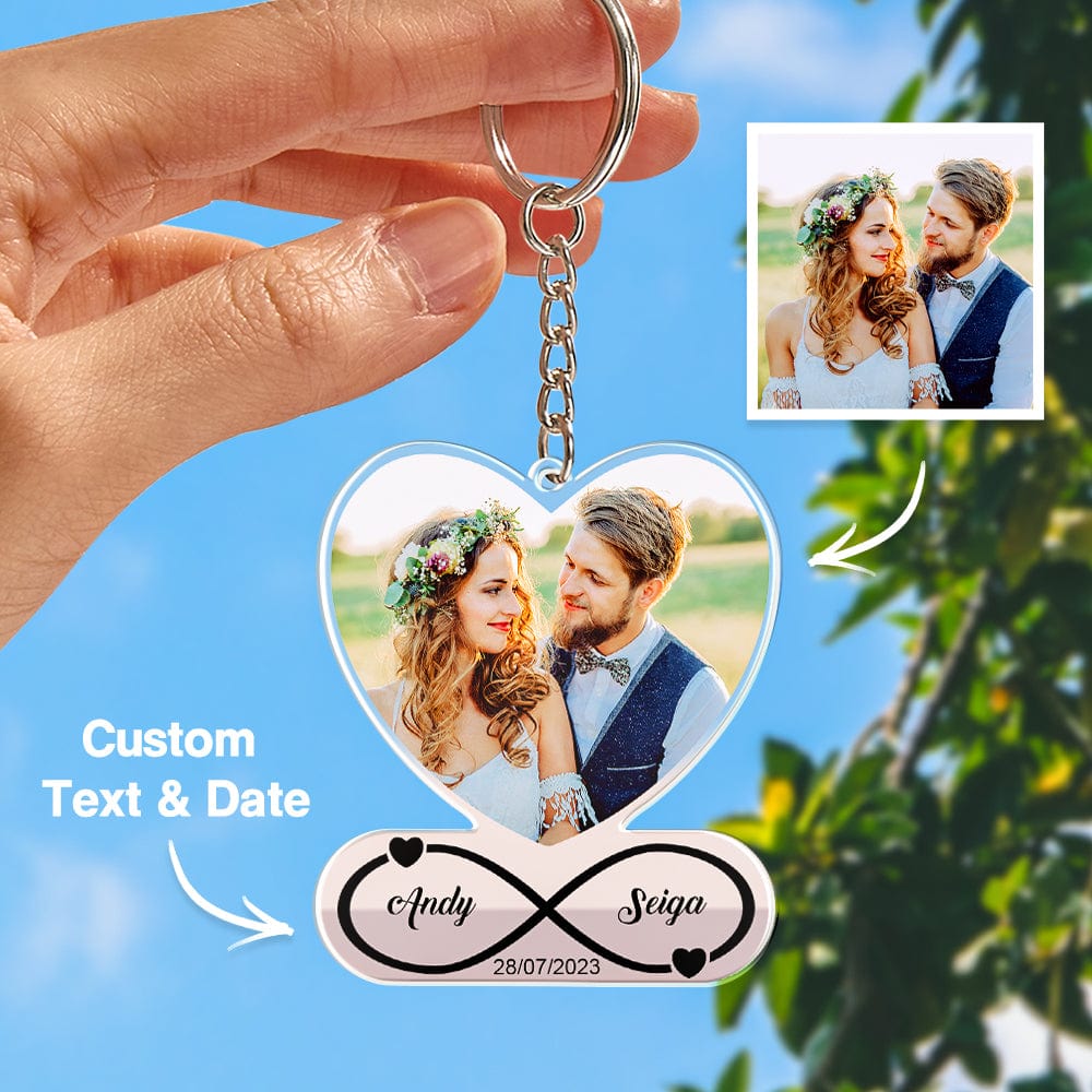 Custom Photo Keychain With Date Gifts for Couple - Giftlab