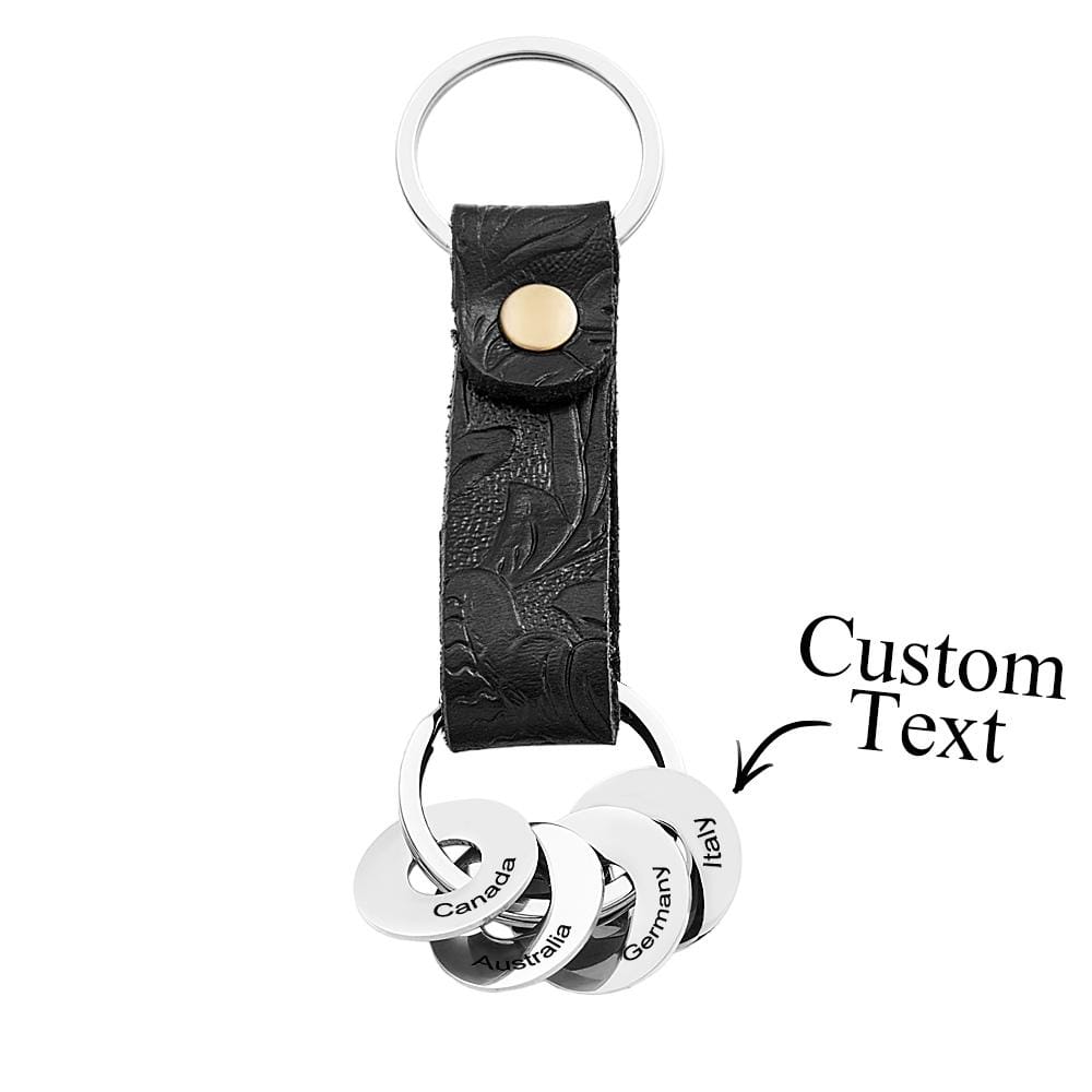 Personalized Traveler Keychain with Engraved Country Ring for Visited Countries Travel Keepsake Gift for Travel Lovers - Giftlab
