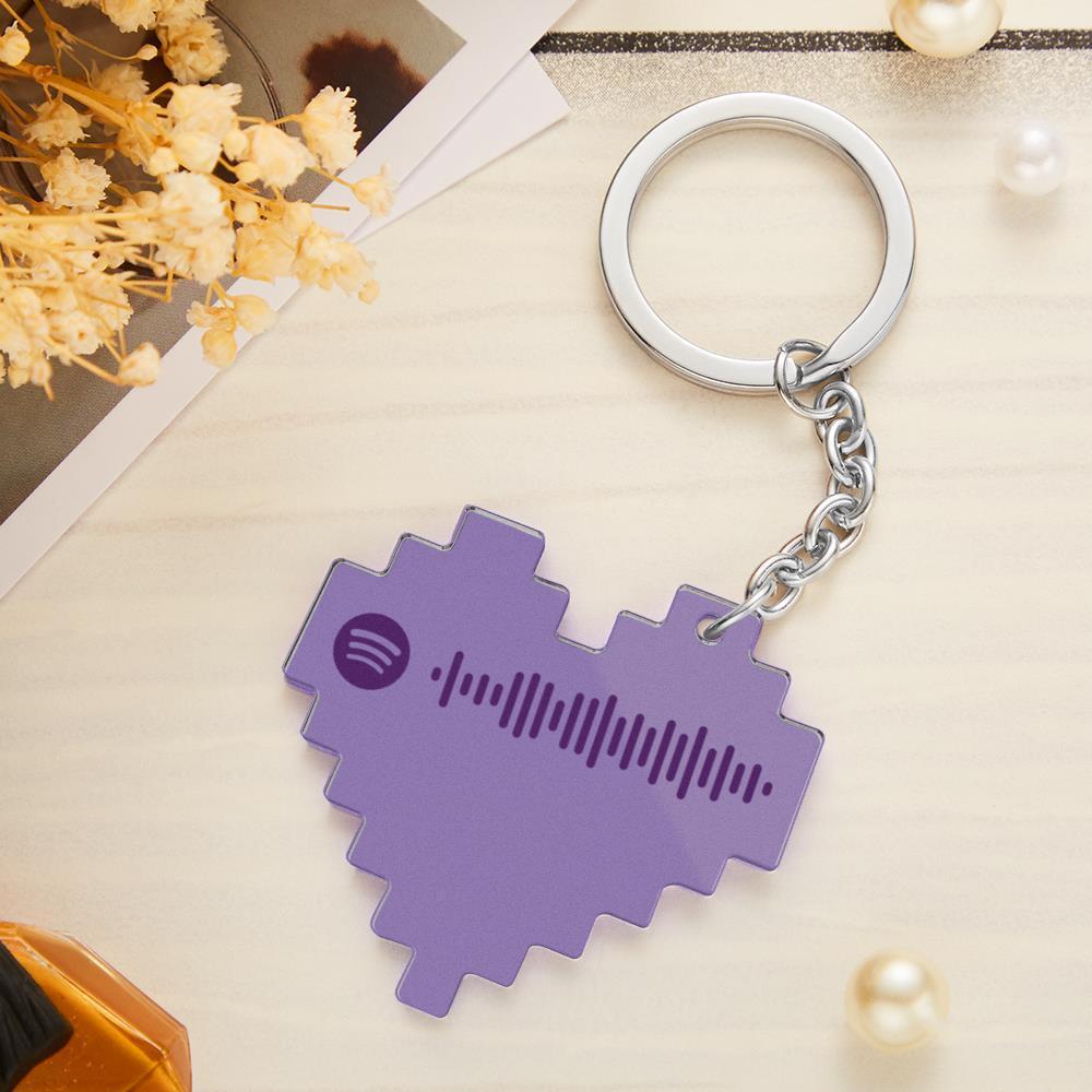 Spotify Code Keychain Gifts for Girlfriend Maple Leaf Purple Valentines Day Gifts - Giftlab