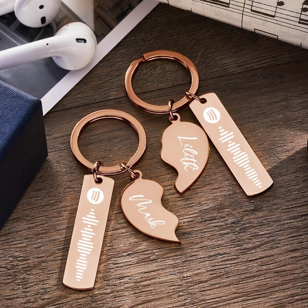 Valentines Day Keychain Personalized Spotify Keychain Heart Shape Keychain-3 Color - Giftlab