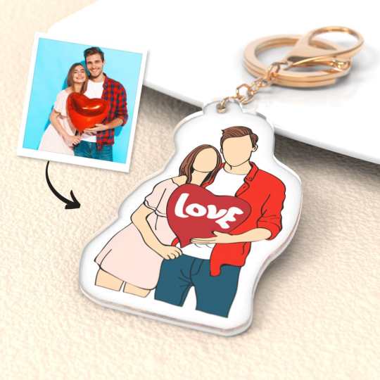 Personalized Faceless Portrait Keyring Custom Portrait Keychains Birthday Gifts