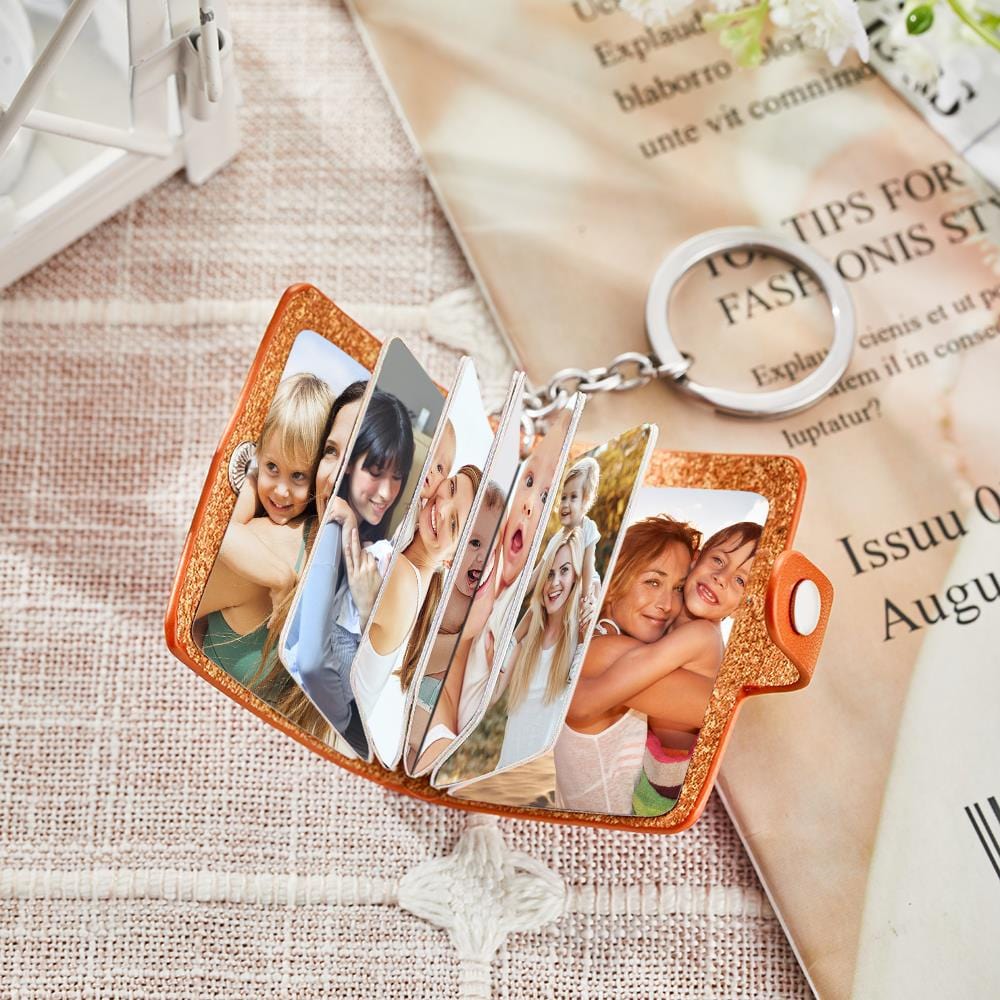 Custom Photo Album Keychain Leather Photo Keychain Christmas Gifts for Mom - Giftlab