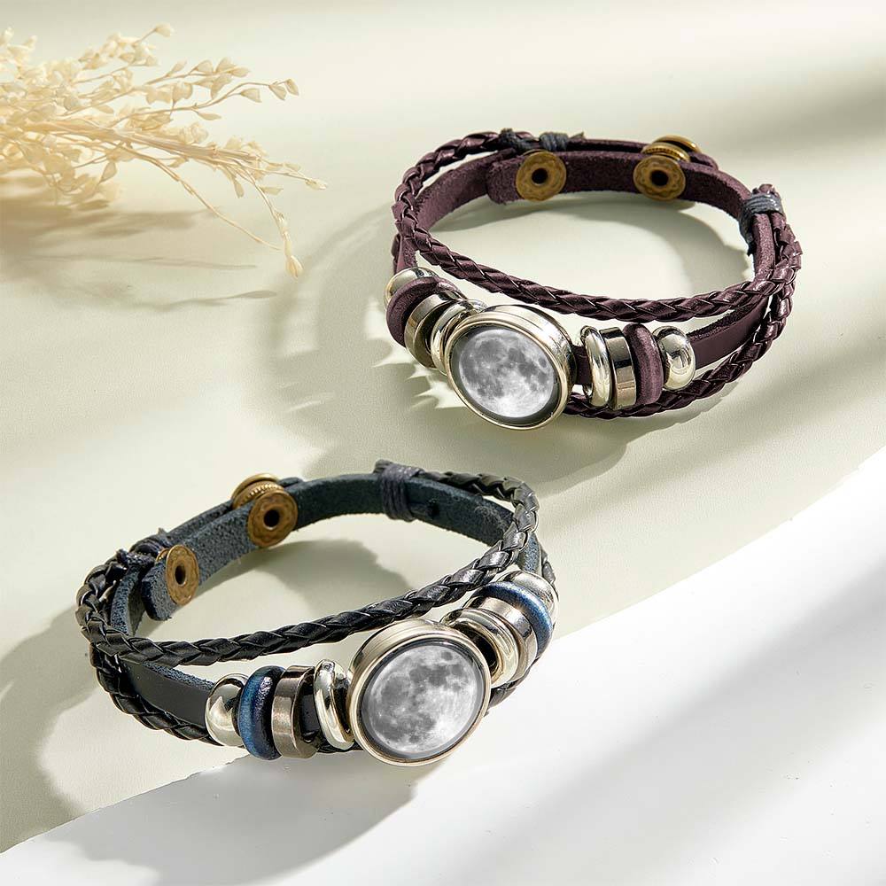 Personalized Moon Phase Bracelet Custom Braided bracelet Special Date Anniversary Birthday Gift for Her/Him - Giftlab