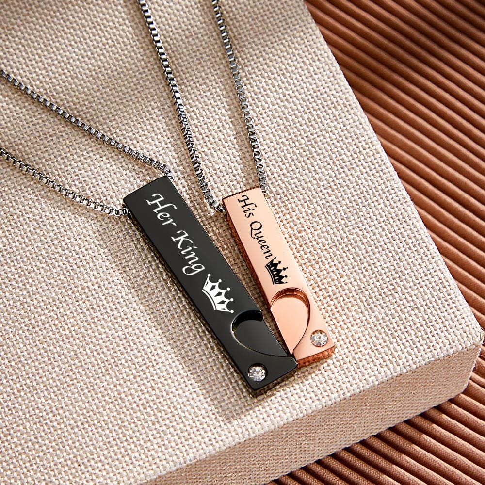 Custom Engraved Couple Necklace Creative Crown Personality Gifts - Giftlab