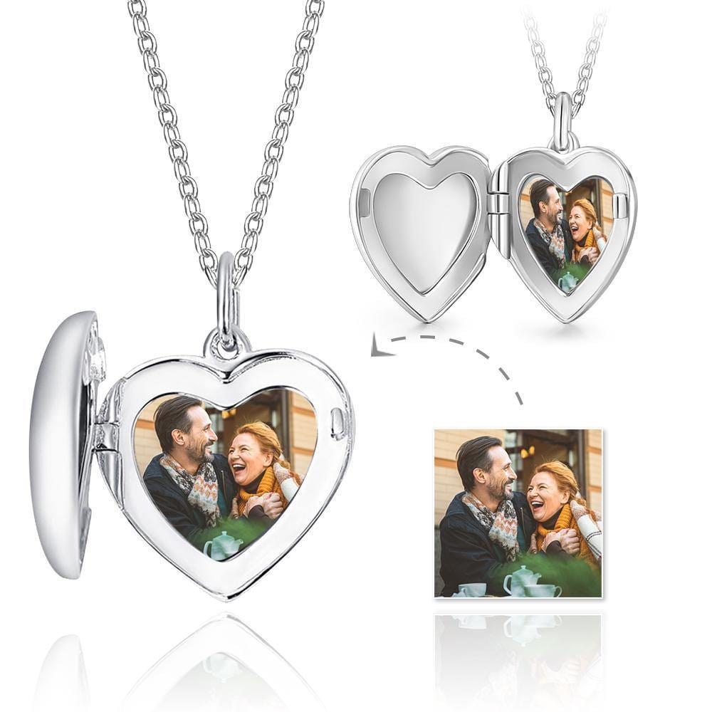 Engraved Heart Photo Locket Necklace Gifts for Mom - Giftlab
