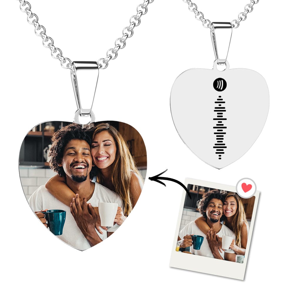 Spotify Necklace Custom Music Code Heart Photo Necklace Valentines Day Gift - Giftlab