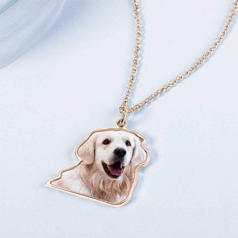 Pet Memorial Gift Custom Photo Necklace - Rose Gold Plated
