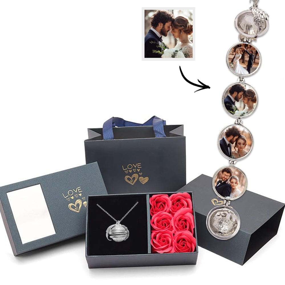 Photo Necklace Pendant Locket Necklace Unique Necklace Gifts for Her with Flower Box - Giftlab