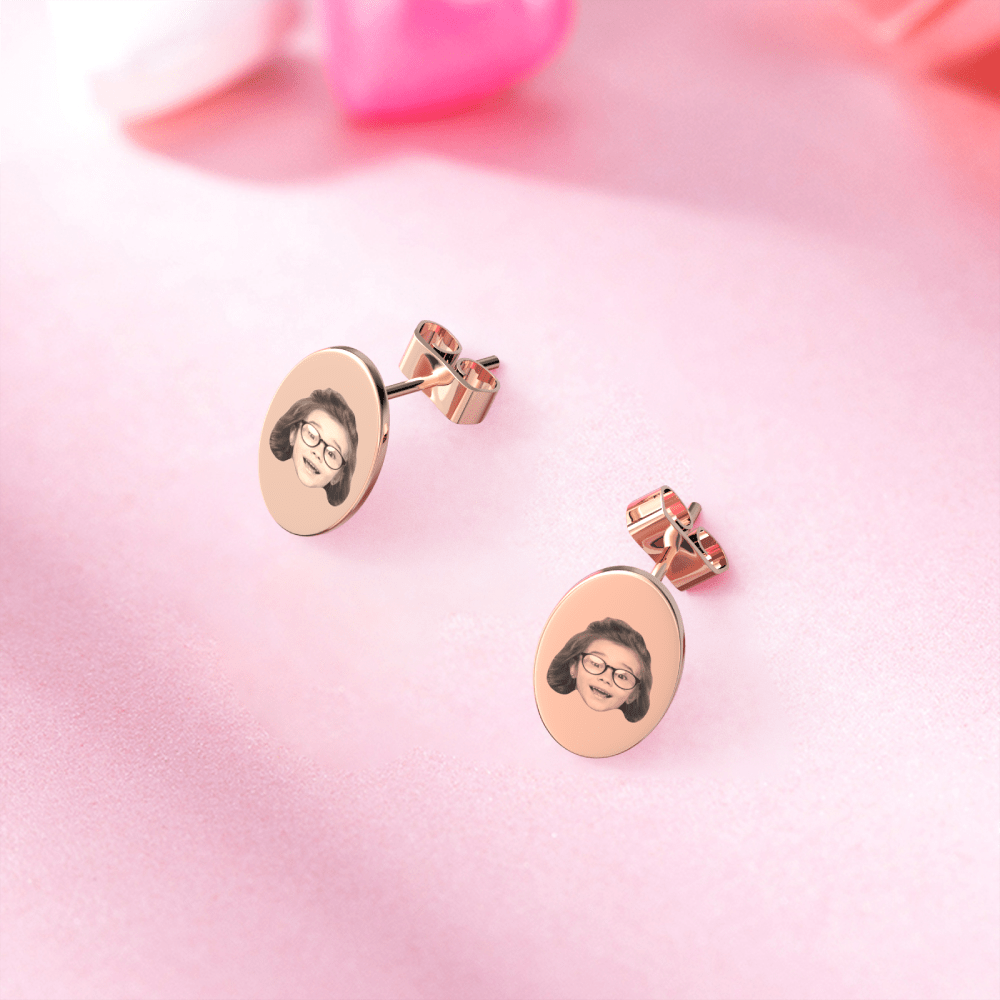 Photo Engraved Earrings Face Earrings Custom Earring Gift for Her - Giftlab