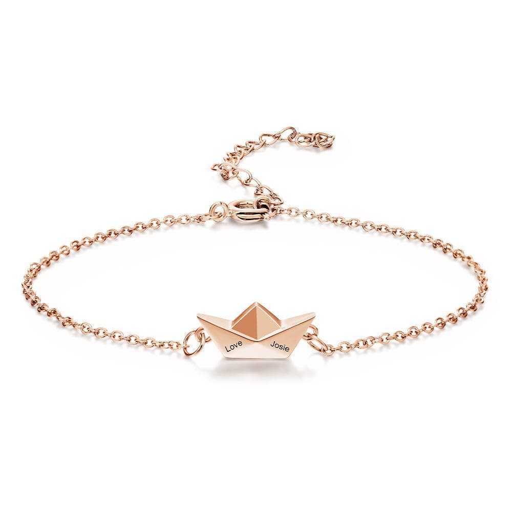 Custom Engraved Bracelet Christmas Gift for Girlfriend Exquisite Origami Boat Graduation Bracelets For Her - Giftlab