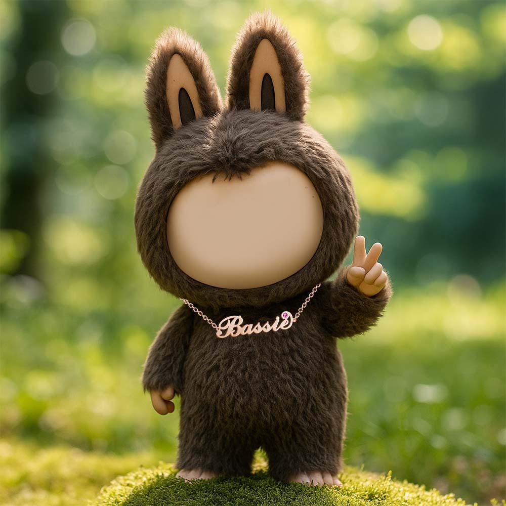 Custom Necklace for Labu Name Necklace Monster Doll Necklace Rose Gold