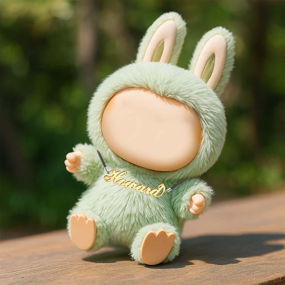 Custom Necklace for Labu Leather Necklace Personalized Name Necklace Monster Doll Necklace Any Name Necklace 14k Gold Plated Golden