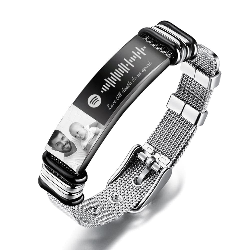 Men's Bracelet Personalised Spotify Code Bracelet with Your Photo Gift for Dad - Giftlab