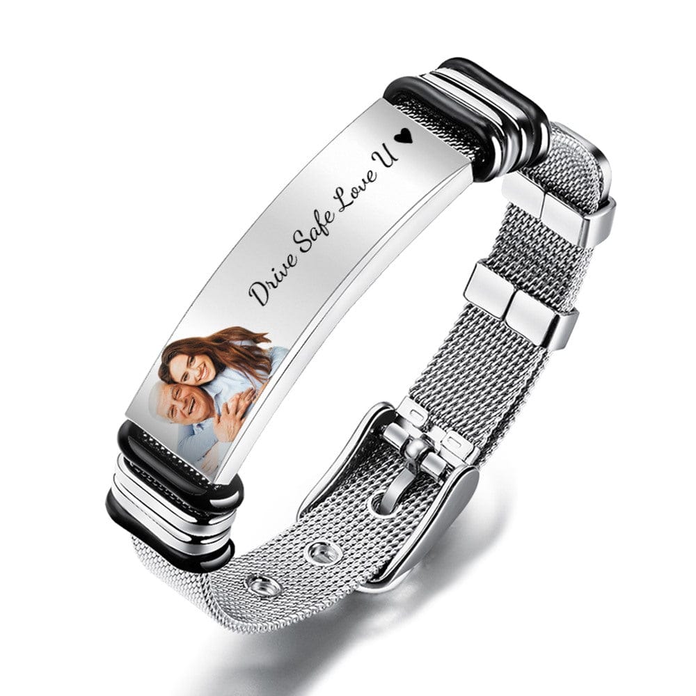 Father's Day Gifts Custom Photo And Engraved Stainless Steel Bracelet Gifts for Dad - Giftlab