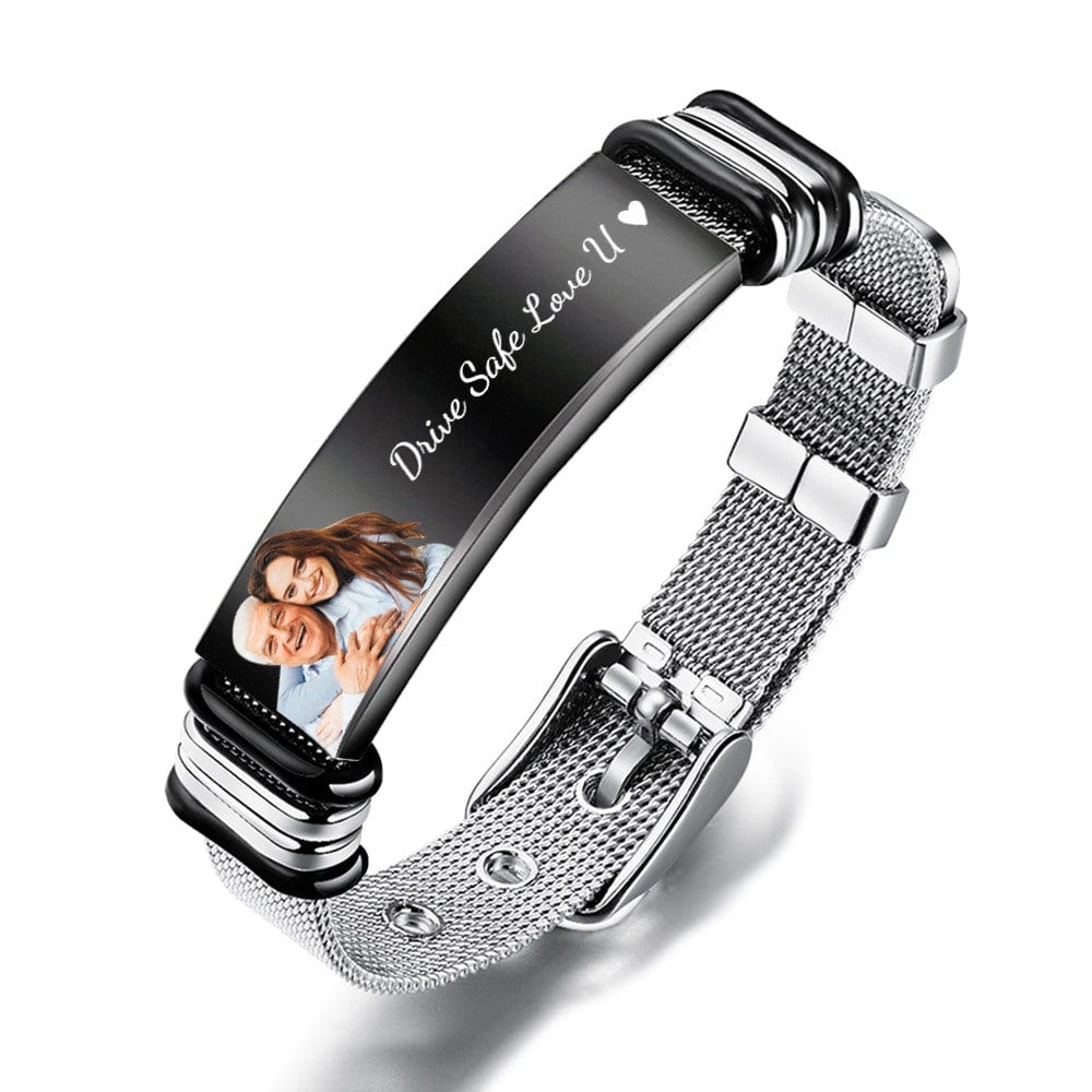 Father's Day Gifts Custom Photo And Engraved Stainless Steel Bracelet Gifts for Dad - Giftlab