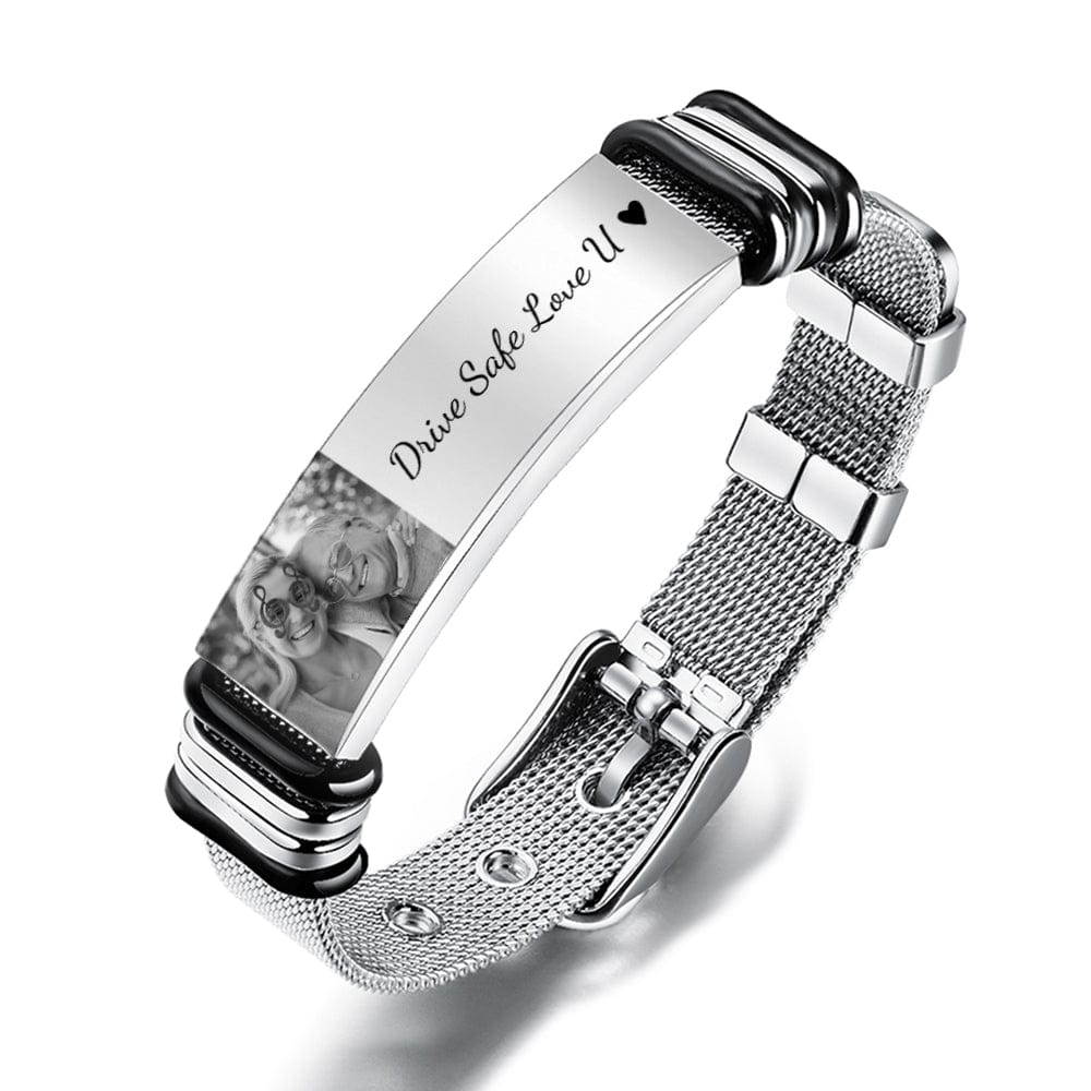 Father's Day Gifts Custom Photo Engraved Bracelet Stainless Steel - Giftlab