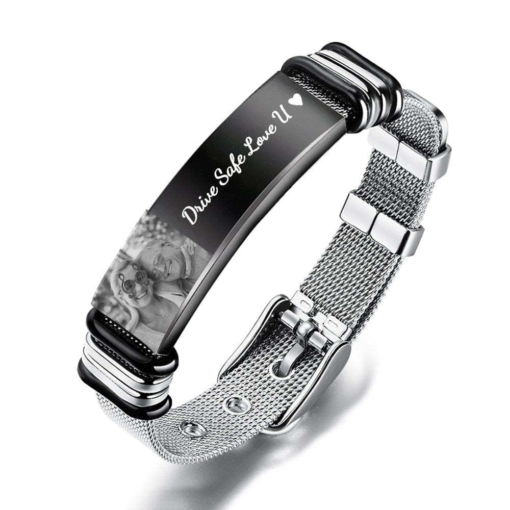 Father's Day Gifts Custom Photo Engraved Bracelet Stainless Steel - Giftlab