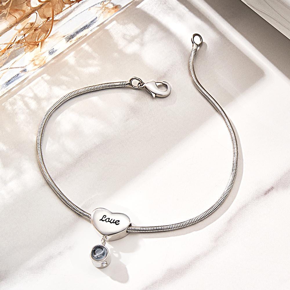 Custom Projection Bracelet Engraved Heart Gift for Her - Giftlab