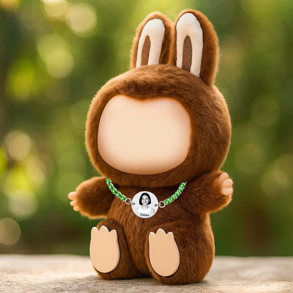 Custom Necklace for Labu Photo and Name Tennis Necklace Monster Doll Necklace Unique All Diamonds Necklace