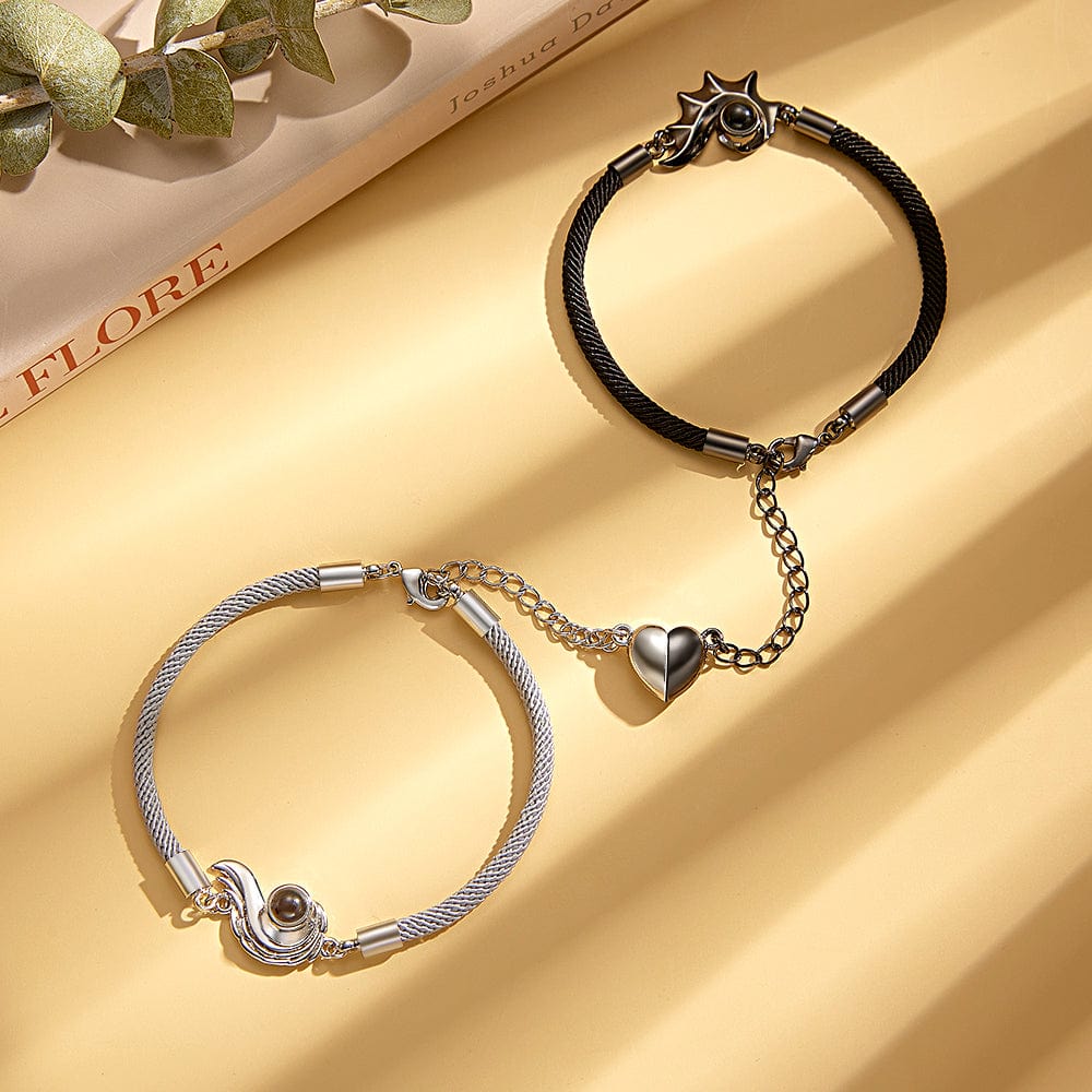 Custom Projection Couple Bracelet Magnetic Heart Gift - Giftlab