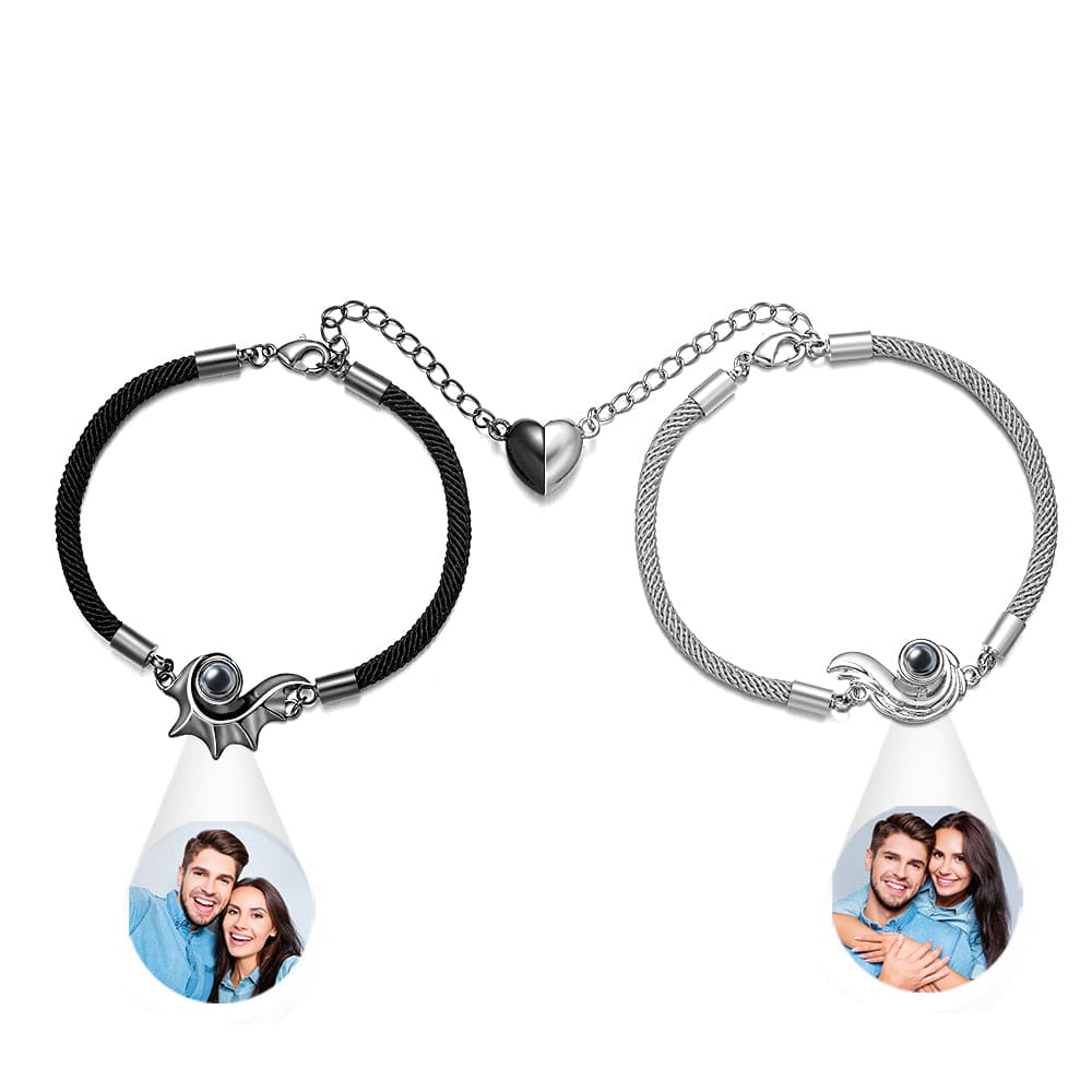 Custom Projection Couple Bracelet Magnetic Heart Gift - Giftlab