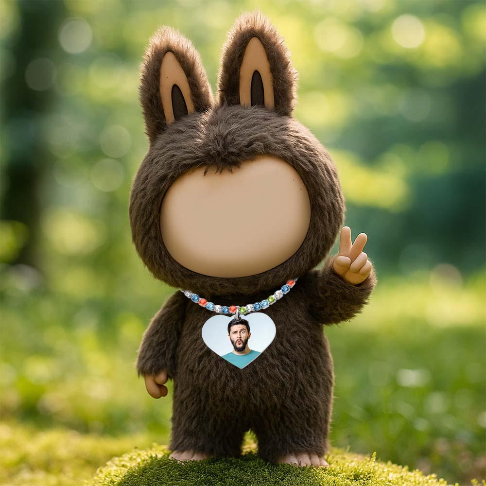 Custom Necklace for Labu Heart Photo Tennis Necklace Monster Doll Necklace Love Pendant All Diamonds Necklace