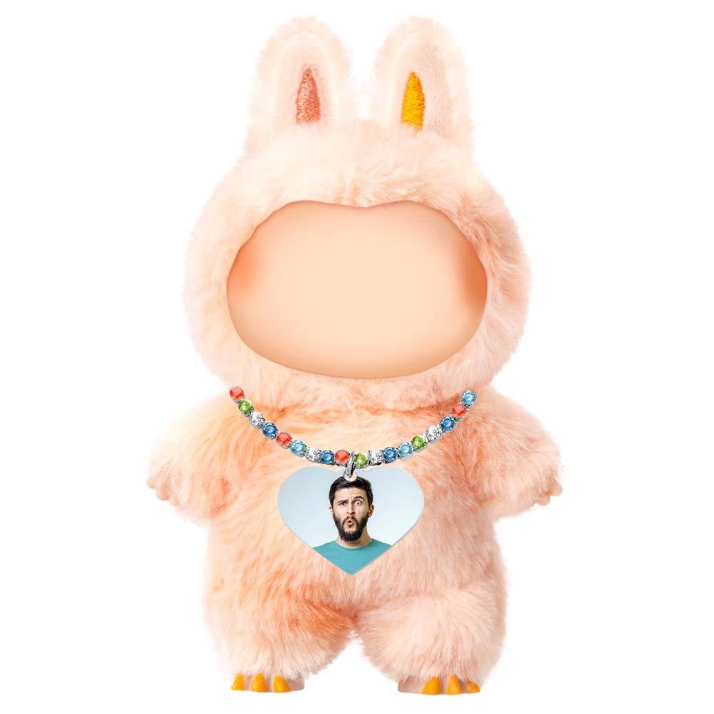 Custom Necklace for Labu Heart Photo Tennis Necklace Love Pendant All Diamonds Necklace Monster Doll Necklace