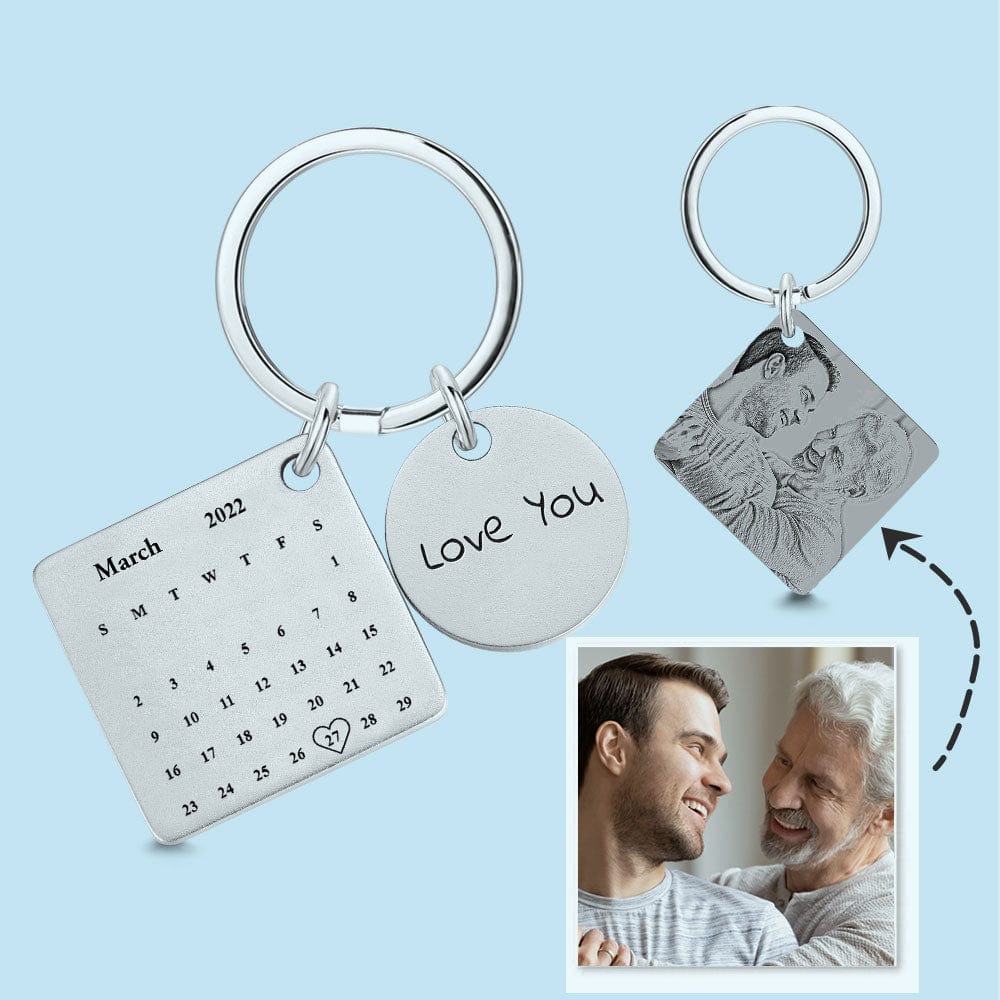 Custom Calendar Keychain Engraved Keychains With Photo Gifts For Dad Father's Day Gift - Giftlab