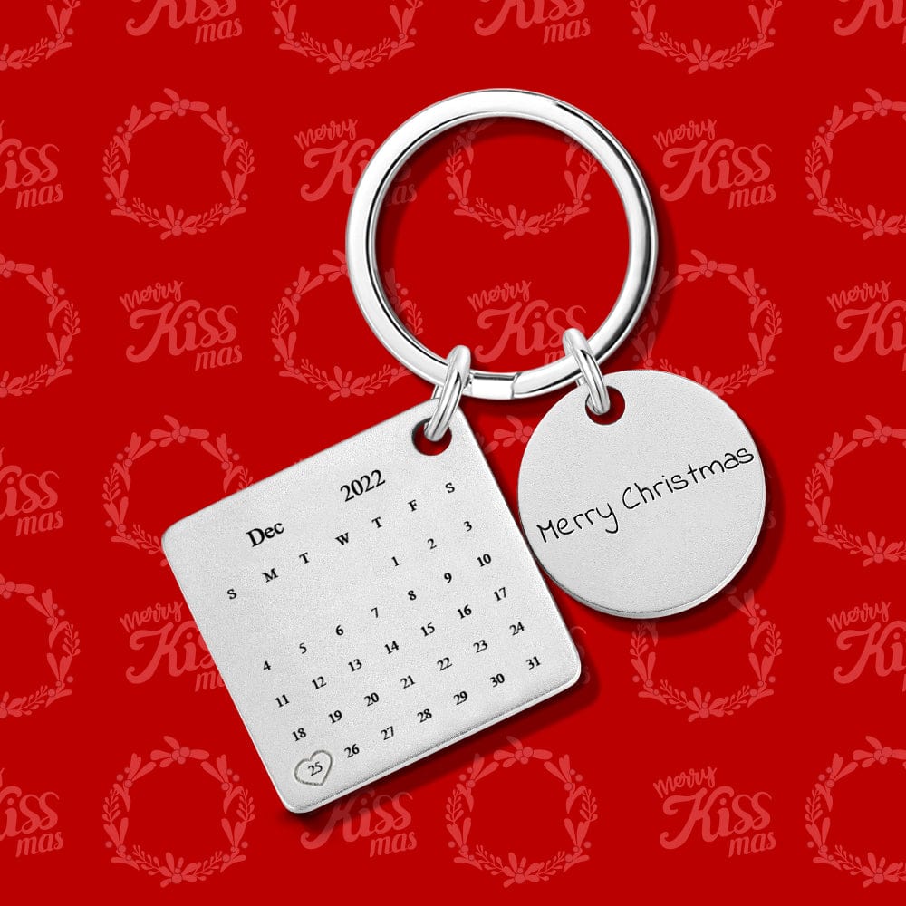 Christmas Gifts Custom Calendar Keychain Engraved Keychains With Photo - Giftlab