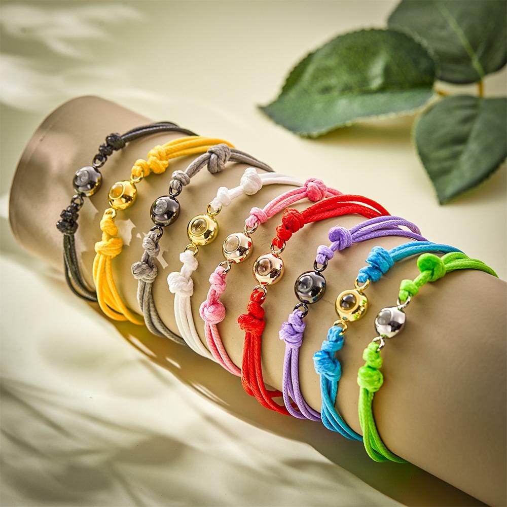 Custom Projection Photo Bracelet Weave Style Colorful Couple Gifts - Giftlab