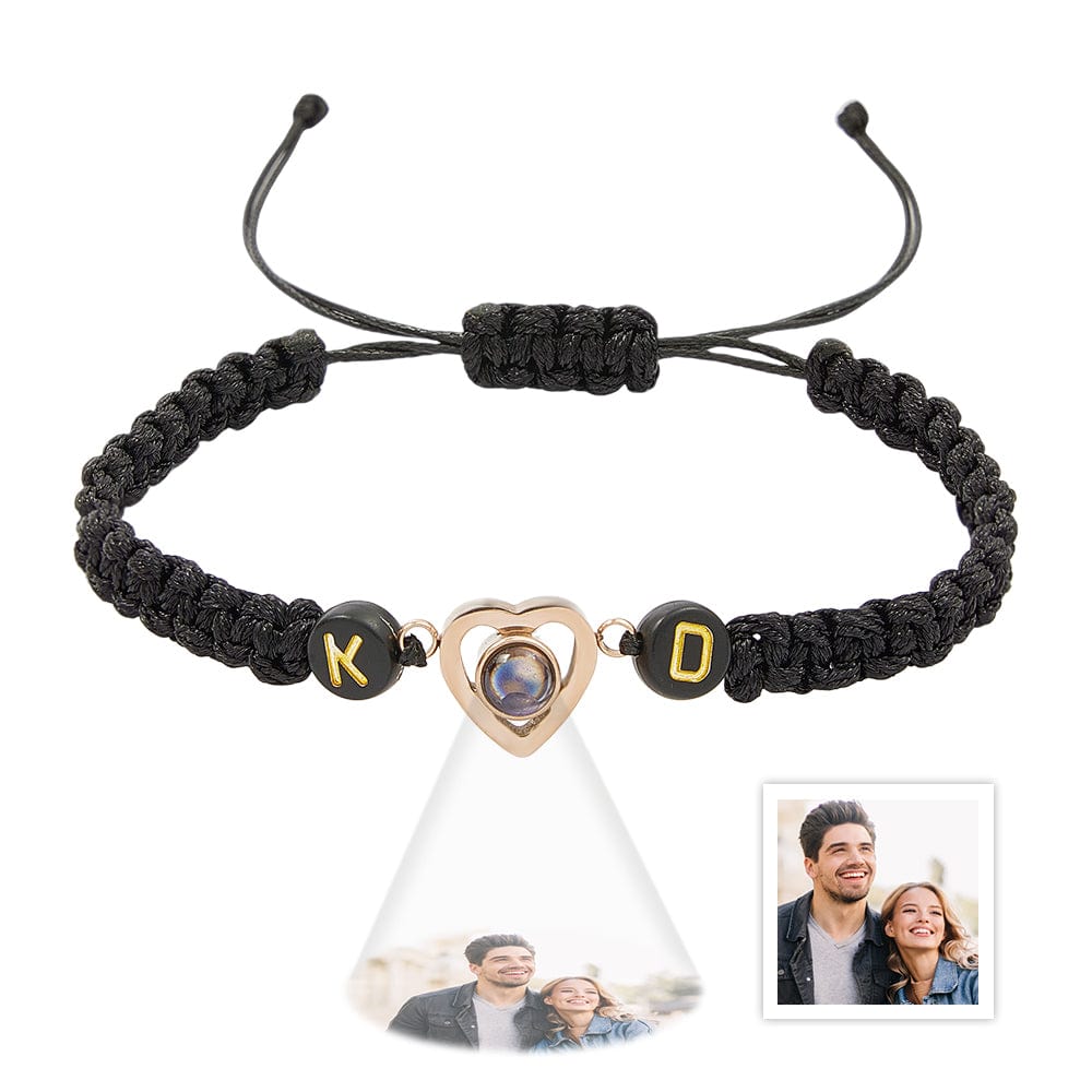 Personalized Braided Photo Projection Bracelet Fishtail Rope Couple's Bracelet Gifts for Lover - Giftlab